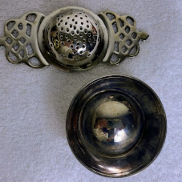 Antique English Silver Tea Strainer with Rest (2 piece) - Picture 5 of 9